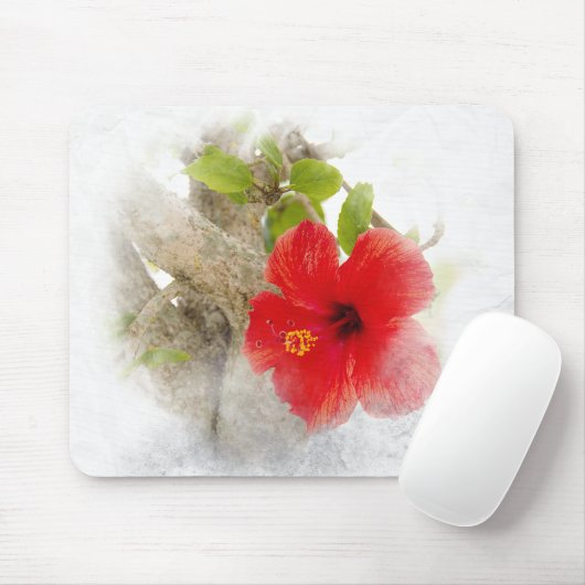 Roter Hibiskus Mousepad (Mit Mouse)