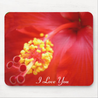 Roter Hibiskus Mousepad - Ihr Text!