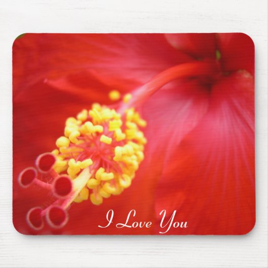 Roter Hibiskus Mousepad - Ihr Text! (Vorne)