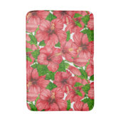 Roter Hibiskus Muster II Badematte (Vorderseite Vertikal)