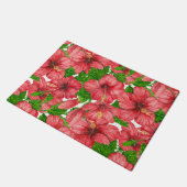 Roter Hibiskus Muster II Fußmatte (Schrägansicht)