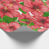 Roter Hibiskus Muster II Geschenkpapier (Ecke)