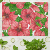 Roter Hibiskus Muster II Geschirrtuch (Gefaltet)