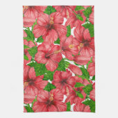 Roter Hibiskus Muster II Geschirrtuch (Vertikal)