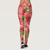Roter Hibiskus Muster II Leggings (Rückseite)