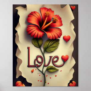 Roter Hibiskus Poster
