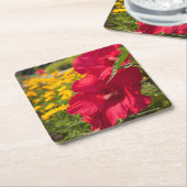 Roter Hibiskus Rechteckiger Pappuntersetzer (angewinkelt)
