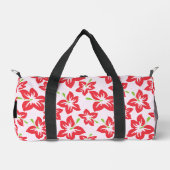 Roter Hibiskus, Rote Blume, Ihr Name Duffle Bag (Vorderseite)