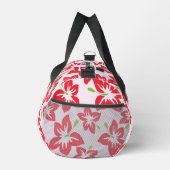 Roter Hibiskus, Rote Blume, Ihr Name Duffle Bag (Rechts)