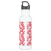 Roter Hibiskus, Rote Blume, Ihr Name Edelstahlflasche (Rückseite)