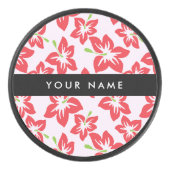 Roter Hibiskus, Rote Blume, Ihr Name Eishockey Puck (Vorderseite)