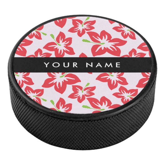 Roter Hibiskus, Rote Blume, Ihr Name Eishockey Puck (3/4)