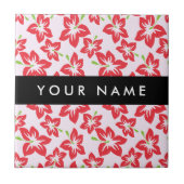 Roter Hibiskus, Rote Blume, Ihr Name Fliese (Vorderseite)