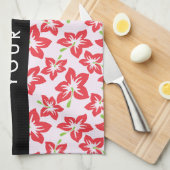 Roter Hibiskus, Rote Blume, Ihr Name Geschirrtuch (Viertel Falte)