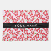 Roter Hibiskus, Rote Blume, Ihr Name Geschirrtuch (Horizontal)