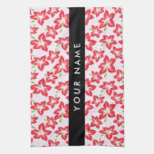 Roter Hibiskus, Rote Blume, Ihr Name Geschirrtuch (Vertikal)