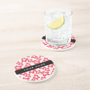 Roter Hibiskus, Rote Blume, Ihr Name Getränkeuntersetzer