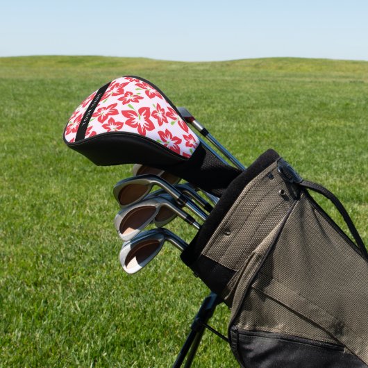 Roter Hibiskus, Rote Blume, Ihr Name Golf Headcover (In SItu)
