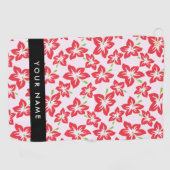 Roter Hibiskus, Rote Blume, Ihr Name Golfhandtuch (Horizontal)