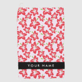 Roter Hibiskus, Rote Blume, Ihr Name Golfhandtuch (Vorderseite)