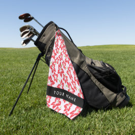 Roter Hibiskus, Rote Blume, Ihr Name Golfhandtuch