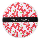 Roter Hibiskus, Rote Blume, Ihr Name Keramikknauf (Vorderseite)