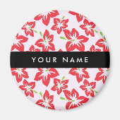 Roter Hibiskus, Rote Blume, Ihr Name Magnet (Vorne)