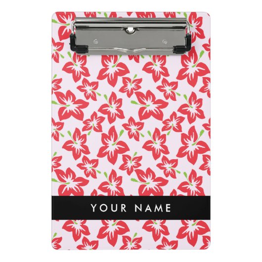 Roter Hibiskus, Rote Blume, Ihr Name Mini Klemmbrett (Vorderseite)