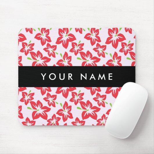 Roter Hibiskus, Rote Blume, Ihr Name Mousepad (Mit Mouse)