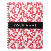 Roter Hibiskus, Rote Blume, Ihr Name Notizblock (Vorderseite)