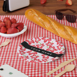 Roter Hibiskus, Rote Blume, Ihr Name Pappteller