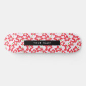 Roter Hibiskus, Rote Blume, Ihr Name Skateboard (Horizontal)