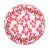 Roter Hibiskus, rote Blume, Muster von Blume Baseball (Vorderseite Links)