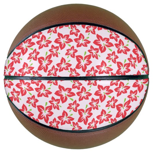 Roter Hibiskus, rote Blume, Muster von Blume Basketball (Vorderseite)