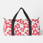 Roter Hibiskus, rote Blume, Muster von Blume Duffle Bag (Vorderseite)
