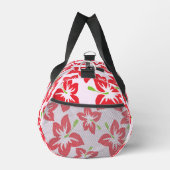 Roter Hibiskus, rote Blume, Muster von Blume Duffle Bag (Rechts)