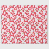 Roter Hibiskus, rote Blume, Muster von Blume Geschenkpapier (Flach)