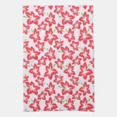 Roter Hibiskus, rote Blume, Muster von Blume Geschirrtuch (Vertikal)