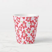 Roter Hibiskus, rote Blume, Muster von Blume Milchtasse (Vorderseite)