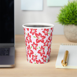 Roter Hibiskus, rote Blume, Muster von Blume Pappbecher