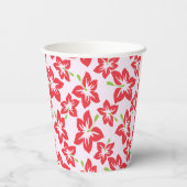 Roter Hibiskus, rote Blume, Muster von Blume Pappbecher (Rückseite)