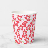 Roter Hibiskus, rote Blume, Muster von Blume Pappbecher (Rechts)