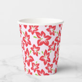 Roter Hibiskus, rote Blume, Muster von Blume Pappbecher (Vorderseite)