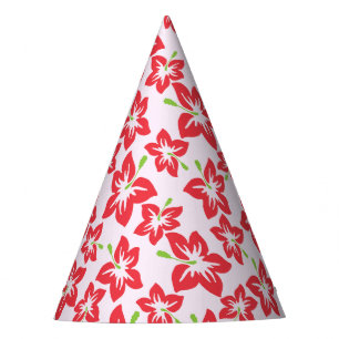 Roter Hibiskus, rote Blume, Muster von Blume Partyhütchen