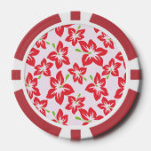 Roter Hibiskus, rote Blume, Muster von Blume Pokerchips (Vorderseite)