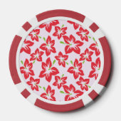 Roter Hibiskus, rote Blume, Muster von Blume Pokerchips (Rückseite)
