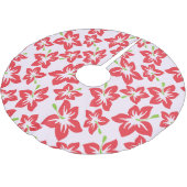 Roter Hibiskus, rote Blume, Muster von Blume Polyester Weihnachtsbaumdecke (Schrägansicht)
