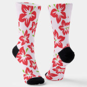 Roter Hibiskus, rote Blume, Muster von Blume Socken (Gewinkelt)
