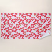 Roter Hibiskus, rote Blume, Muster von Blume Strandtuch (Vorderseite)