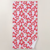 Roter Hibiskus, rote Blume, Muster von Blume Strandtuch (Vorderseite)